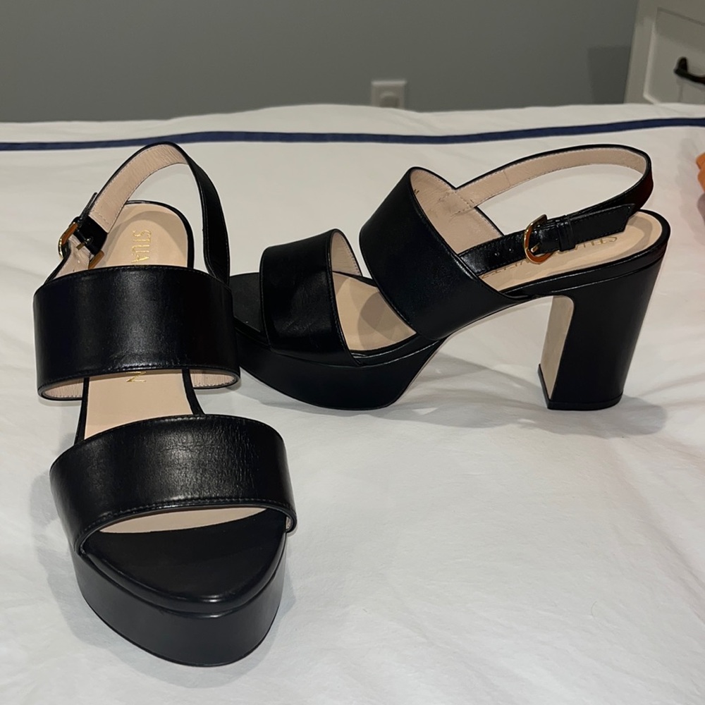 Stuart Weitzman Ono Leather Platform Sandal - Black
